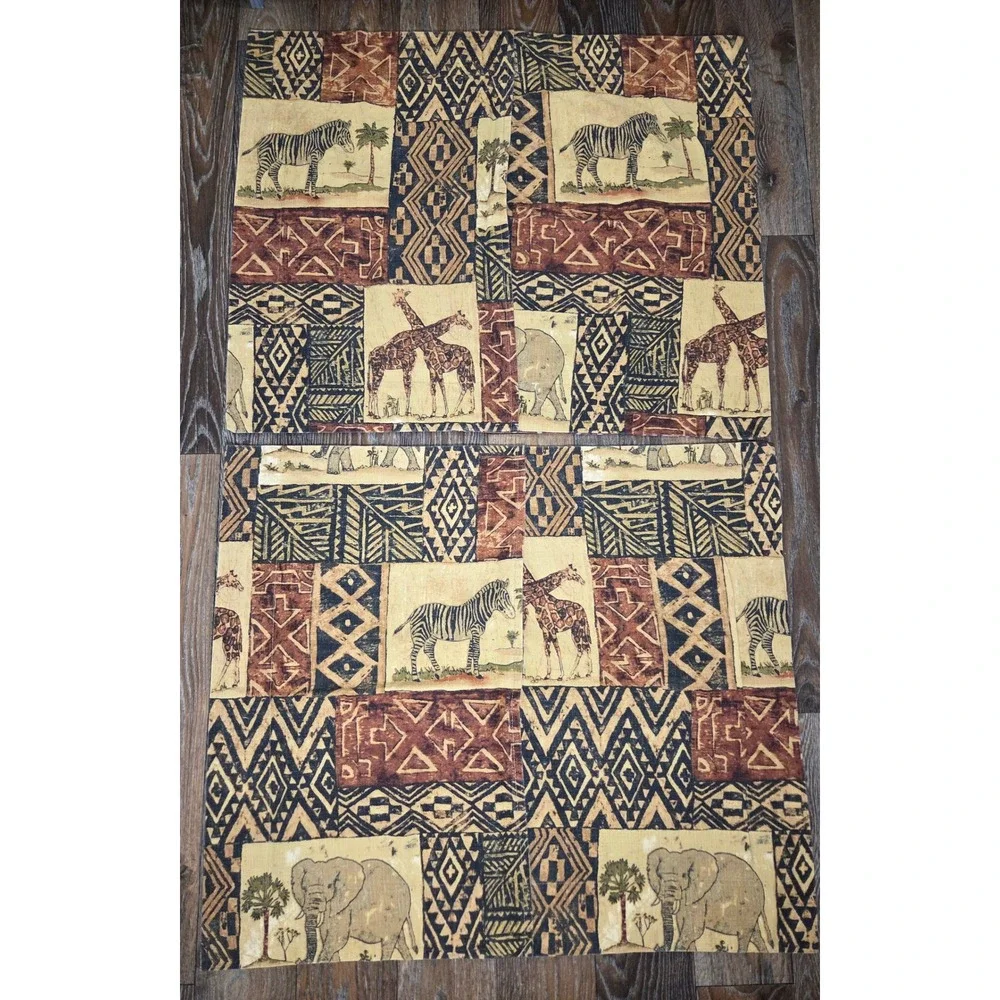 Vintage Dan River Safari Animal Print Pillow Shams Set of 2 Cotton Tribal 30x26